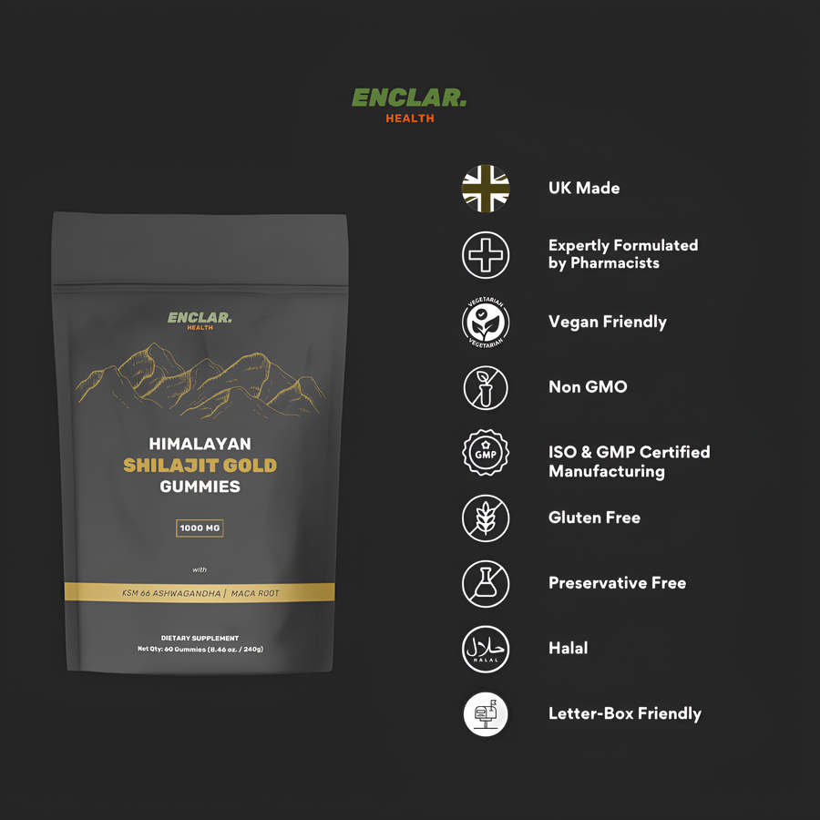 Enclar Health Shilajit Ashwagandha Zinc Gummies close up