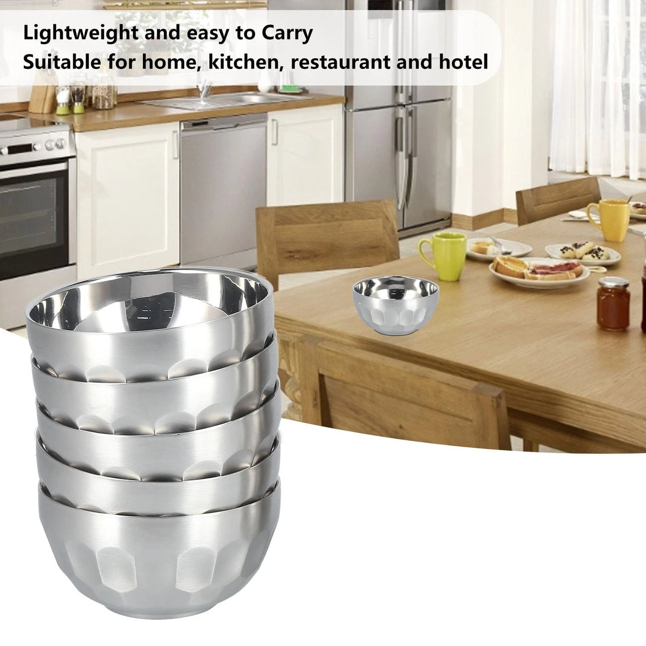 10pcs Stainless Steel Double Wall Heat Insulated Bowls - liquidation.store