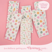 12 Christmas Wine Gift Bags with Sturdy Rope Handles in Festive Pastel Xmas Designs, Gift Bottle Bags - liquidation.store