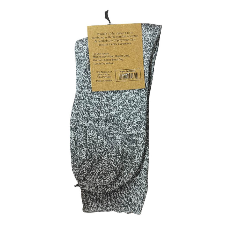 12 Pack Alpaca Wool Blend Chunky Socks - Dark Grey (Size 6 - 11) - liquidation.store