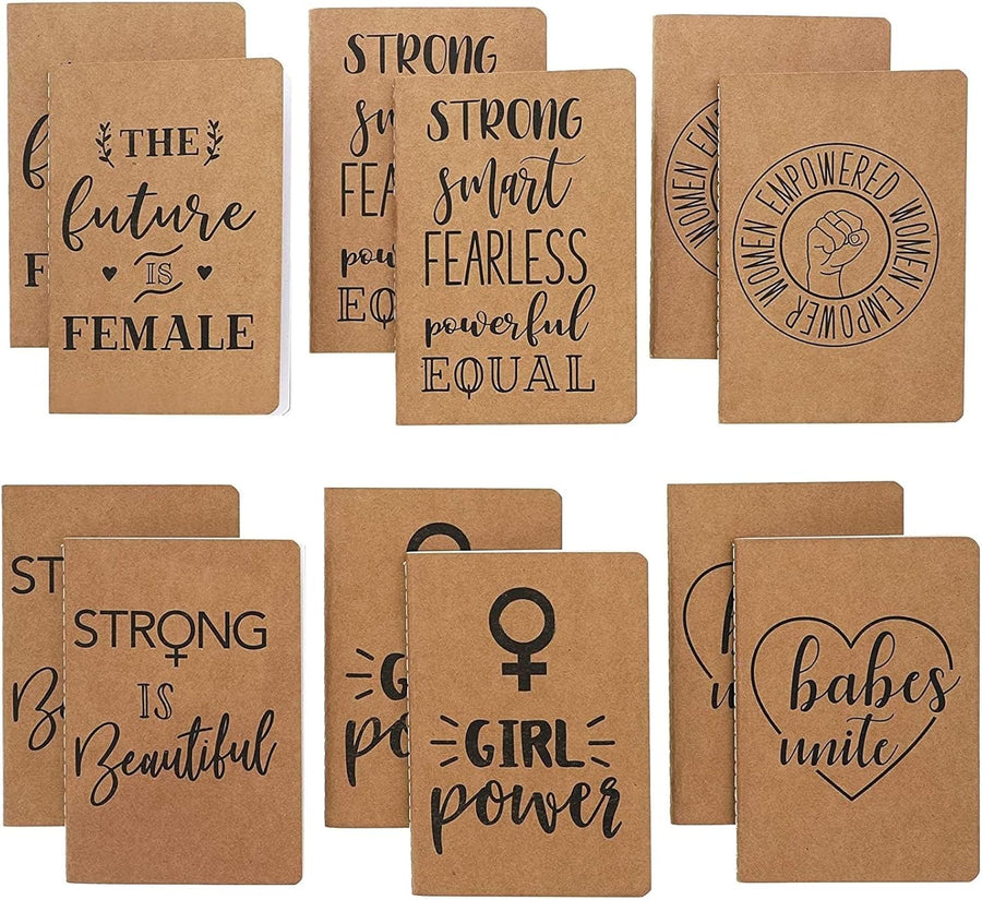 12 Pack Kraft Notebook Expansion - Feminism Designs, 6 Styles - liquidation.store