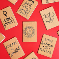 12 Pack Kraft Notebook Expansion - Feminism Designs, 6 Styles - liquidation.store
