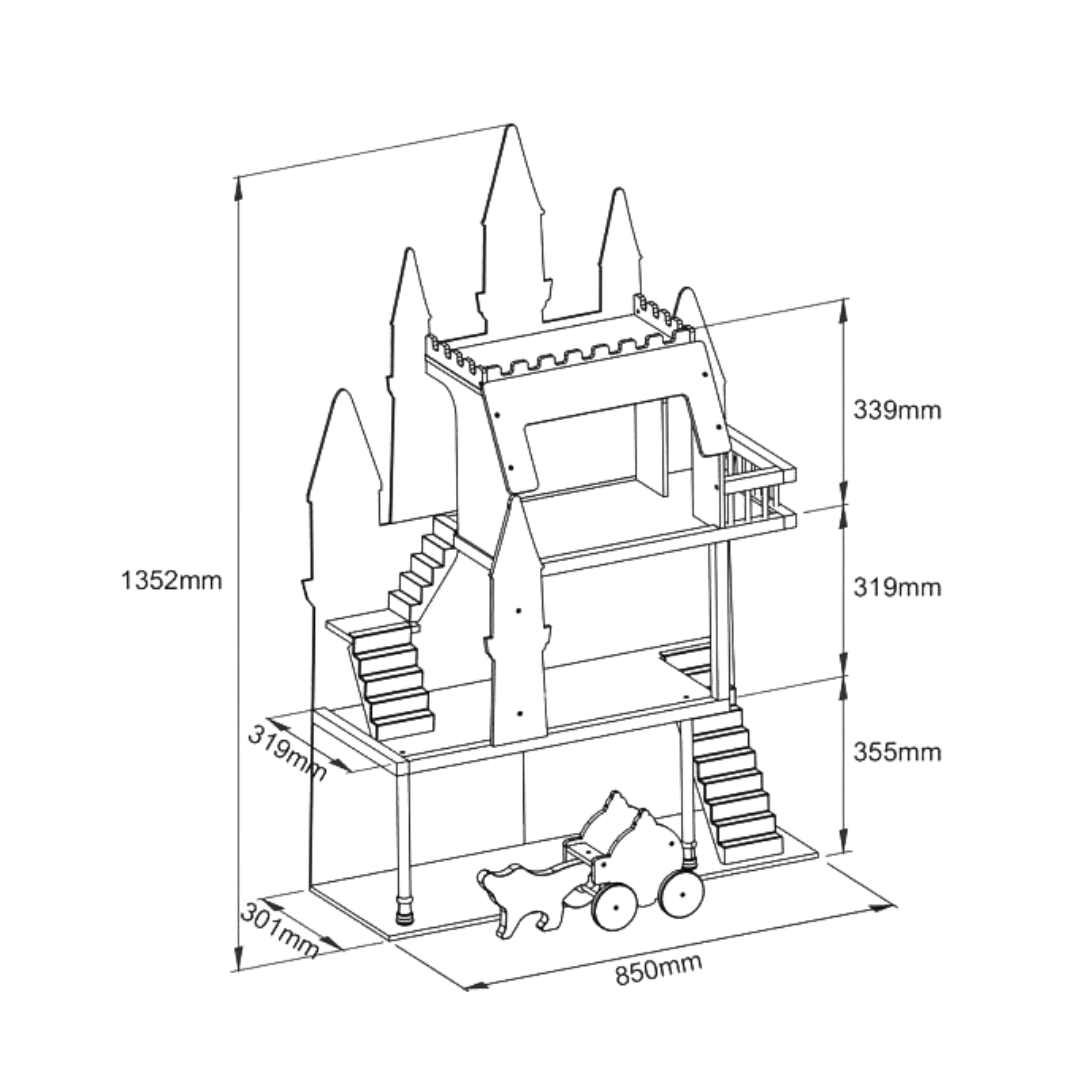 135cm Cocoland Wooden Fantasy Castle and Carriage Doll House - liquidation.store