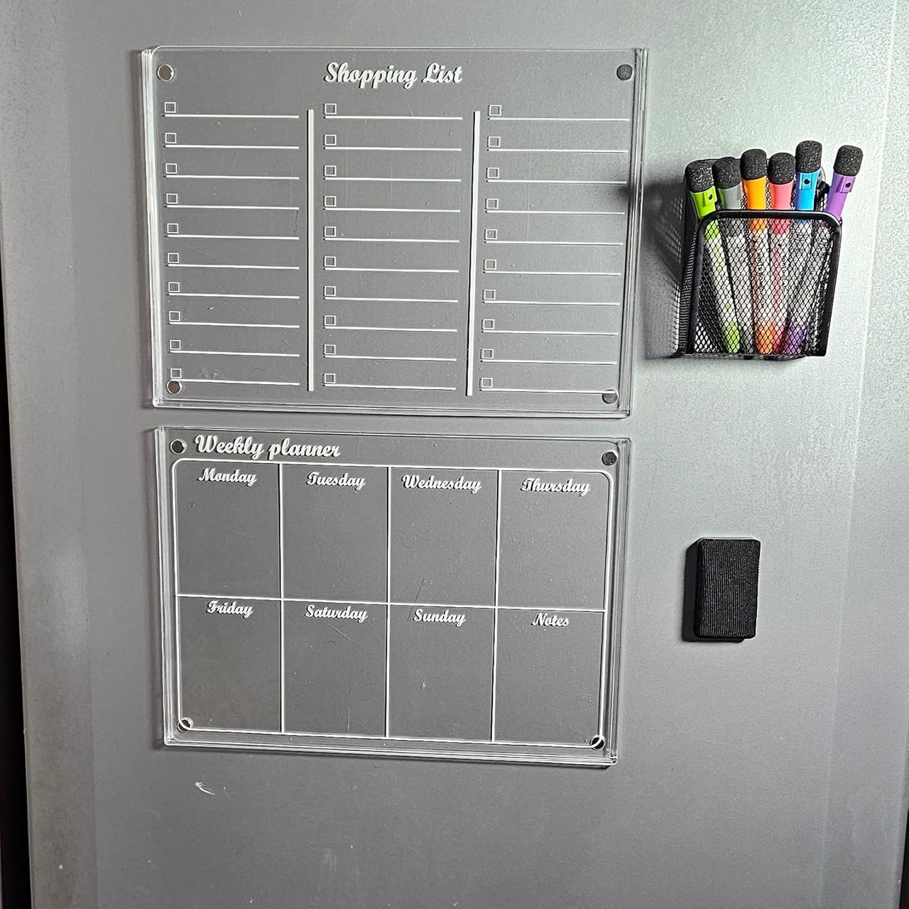 14pc Interchangeable Magnetic Clear Fridge Planner Calendar Board Set - liquidation.store