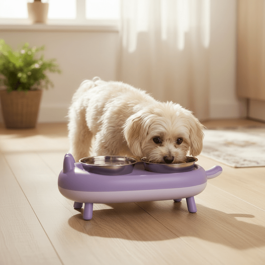 15° Elevated Cat Food Bowls For Cats & Small Dogs - Purple - liquidation.store