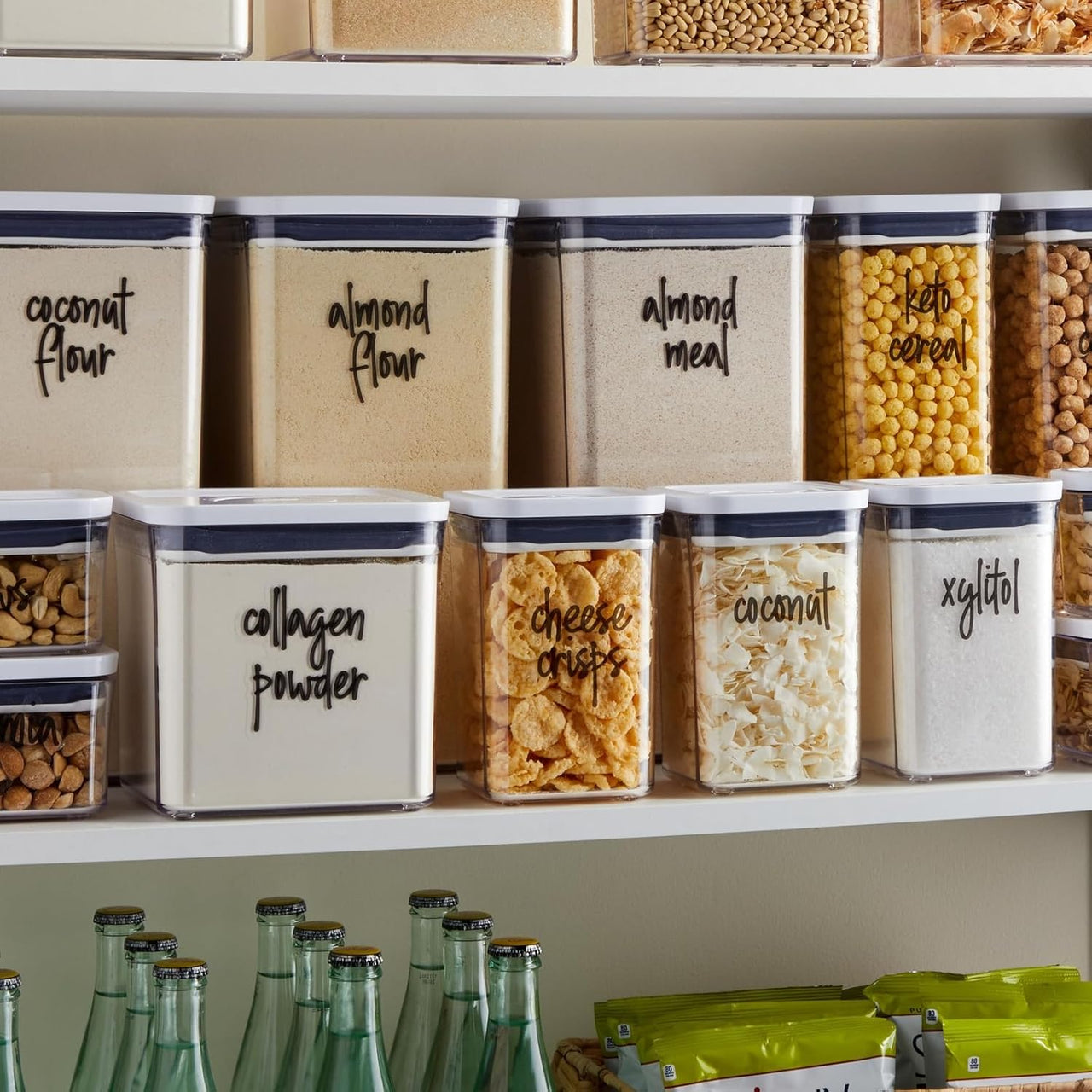 170 Keto Kitchen Pantry Labels for Food Storage Containers - Black Script - liquidation.store
