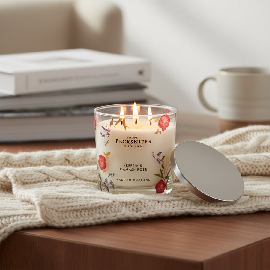 PECKSNIFF'S Freesia & Damask Rose Candle 3 wick 595g