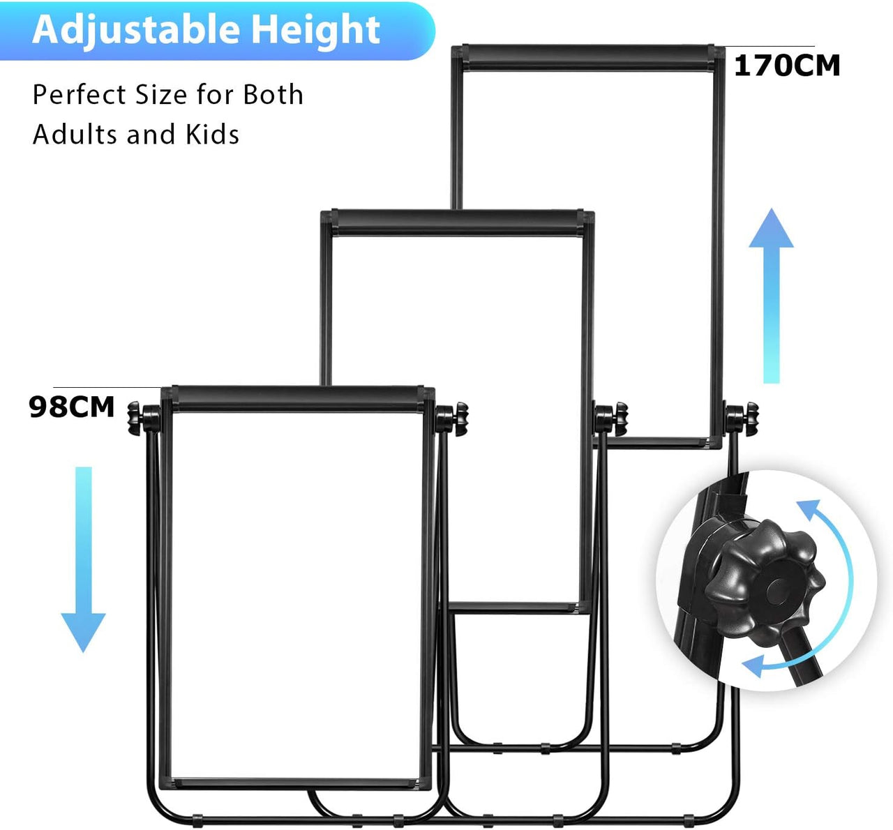 2 in 1 Magnetic Dry Board Whiteboard with Adjustable Easel Double Sided - 90x60cm - liquidation.store