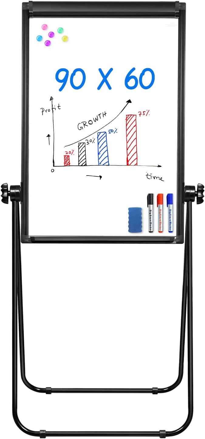 2 in 1 Magnetic Dry Board Whiteboard with Adjustable Easel Double Sided - 90x60cm - liquidation.store