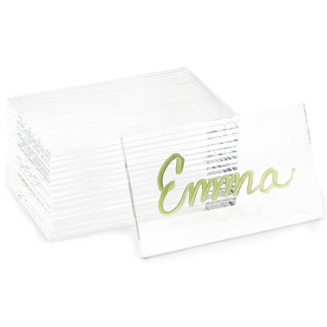 20 - Pack of Rectangular Acrylic Wedding Place Cards - 9x5cm Each - liquidation.store