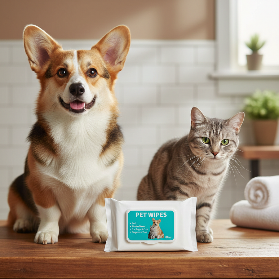 Alcohol-Free Soft Pet Wipes for Dogs and Cats - 80pcs