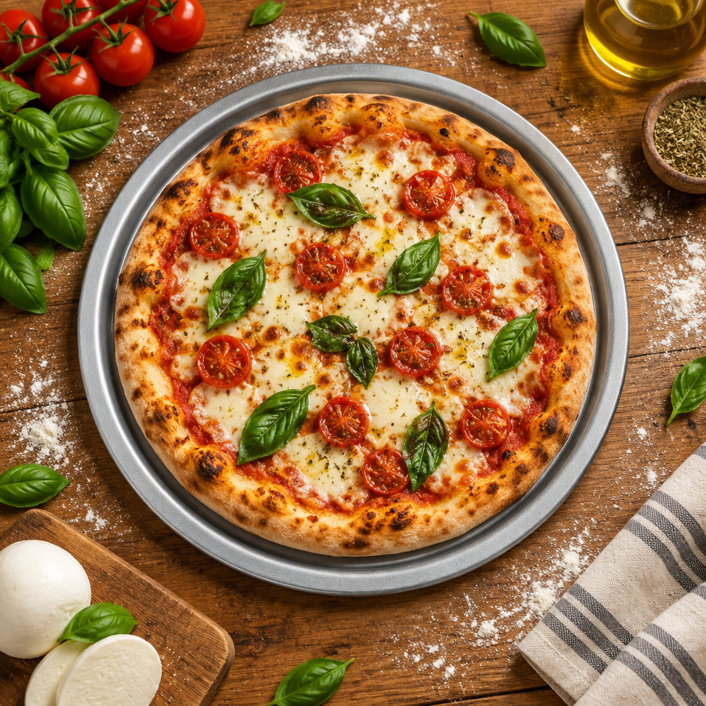 Metallic Round Pizza Pan with Raised Edge - 25cm (Grey)