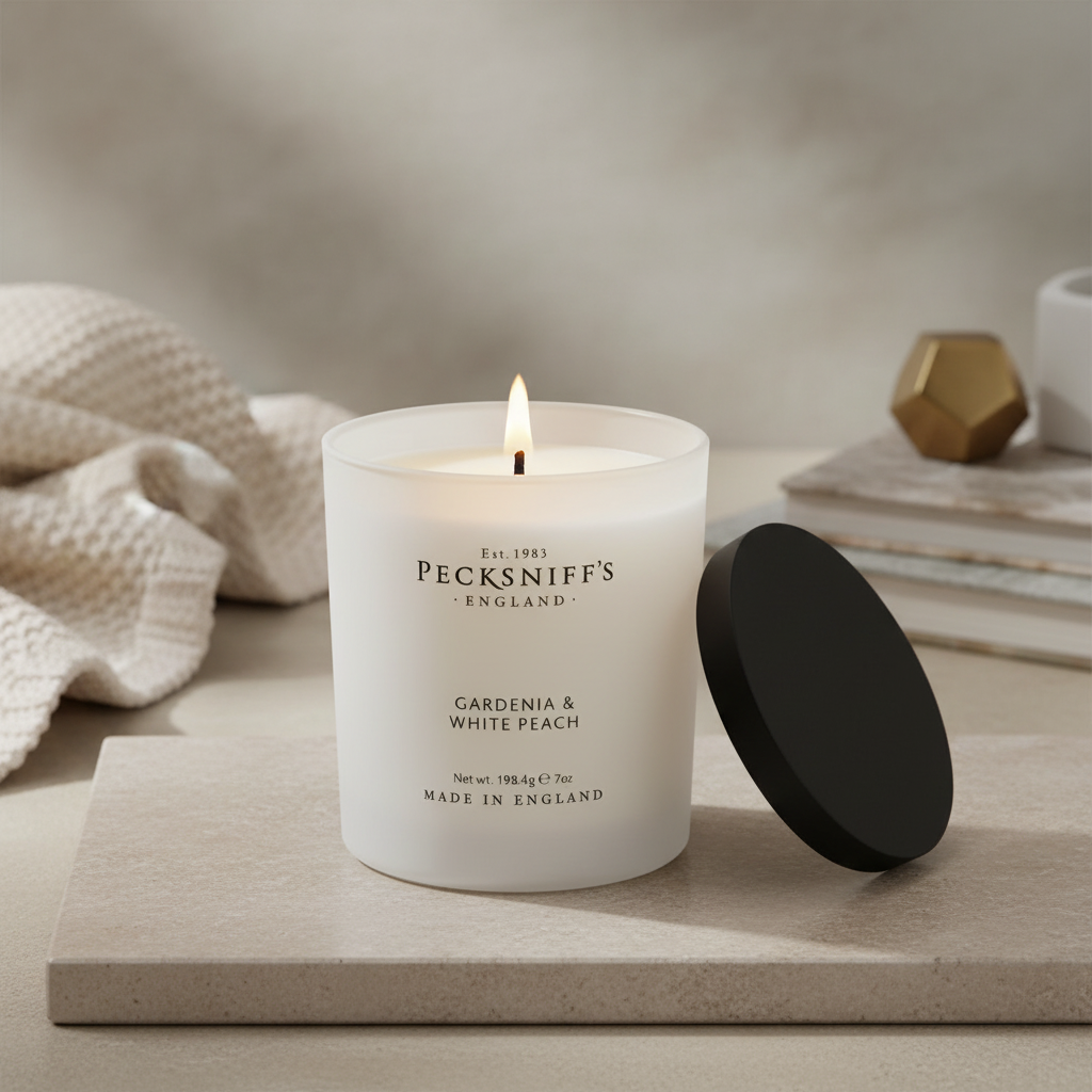 Pecksniff's Gardenia & White Peach Scented Candle 198g