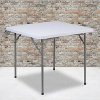 2.81 - Foot Square Granite White Plastic Folding Table - liquidation.store