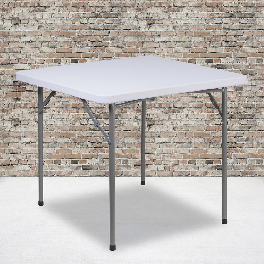 2.81 - Foot Square Granite White Plastic Folding Table - liquidation.store