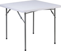 2.81 - Foot Square Granite White Plastic Folding Table - liquidation.store