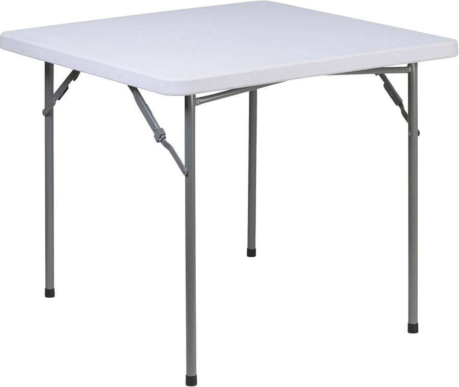 2.81 - Foot Square Granite White Plastic Folding Table - liquidation.store