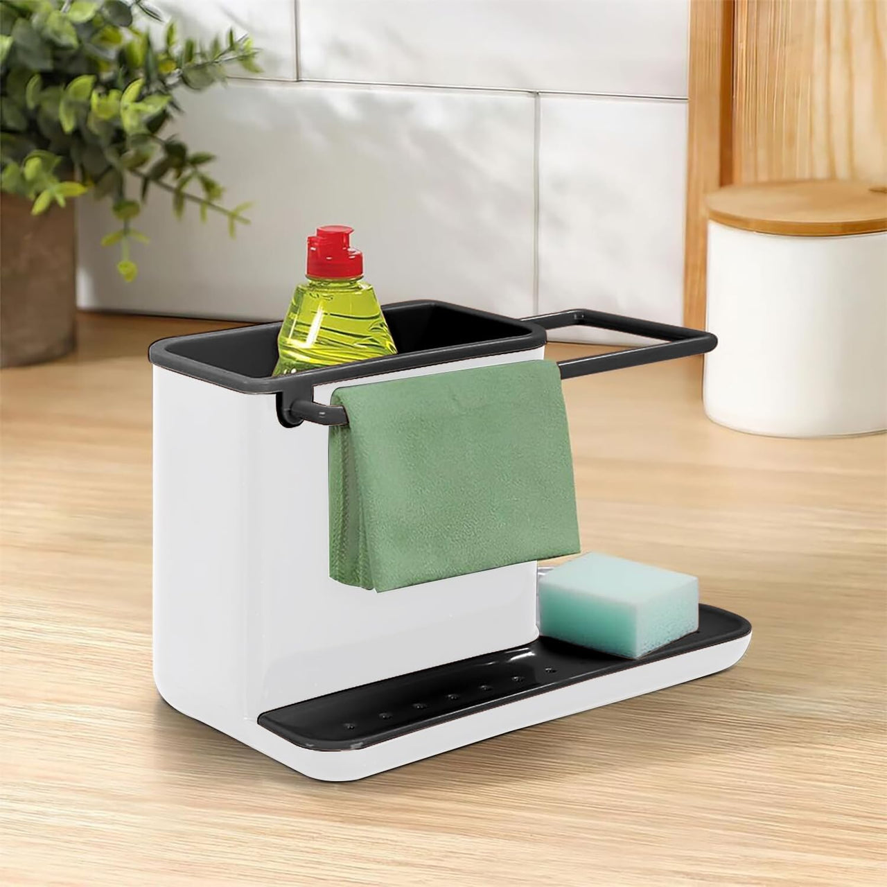 3 - in - 1 Kitchen Stand Caddy, Organise, Space saver - Green/White - liquidation.store