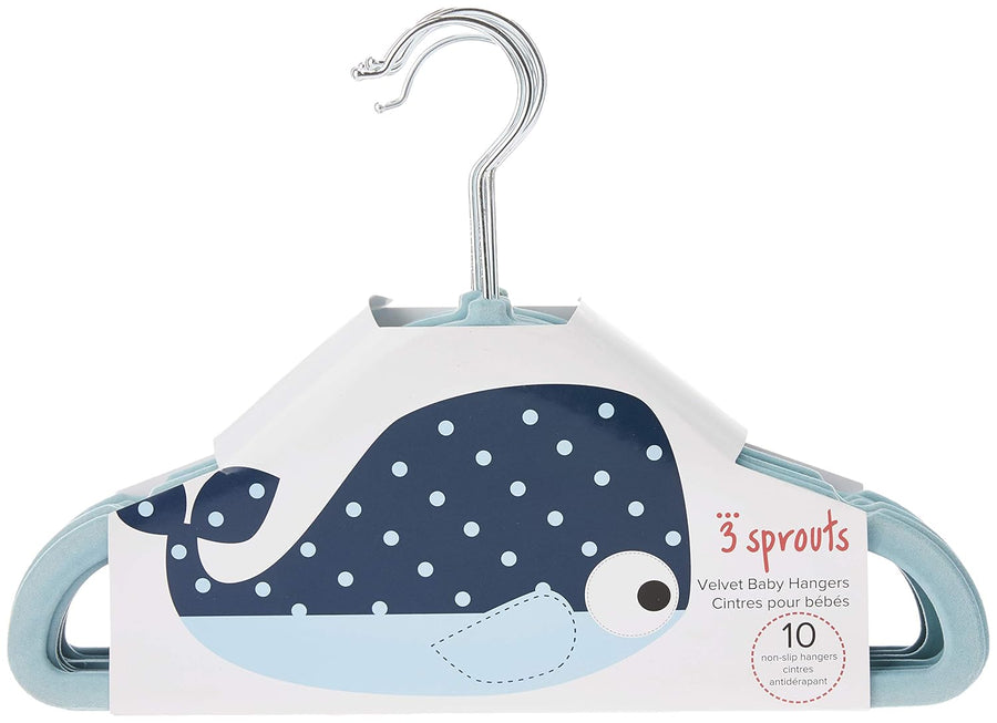 3 Sprouts Baby Hangers - Non - slip Velvet hangers for Nursery - Whale Blue - liquidation.store
