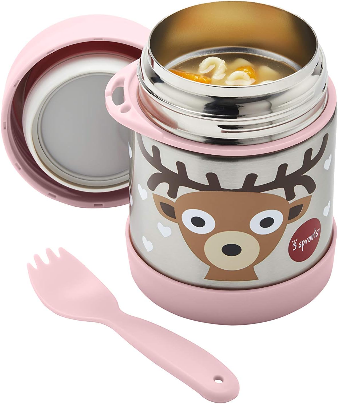 3 Sprouts Stainless Steel Food Flask and Spork for Kids - Deer - liquidation.store