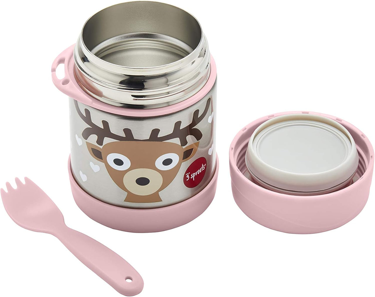 3 Sprouts Stainless Steel Food Flask and Spork for Kids - Deer - liquidation.store