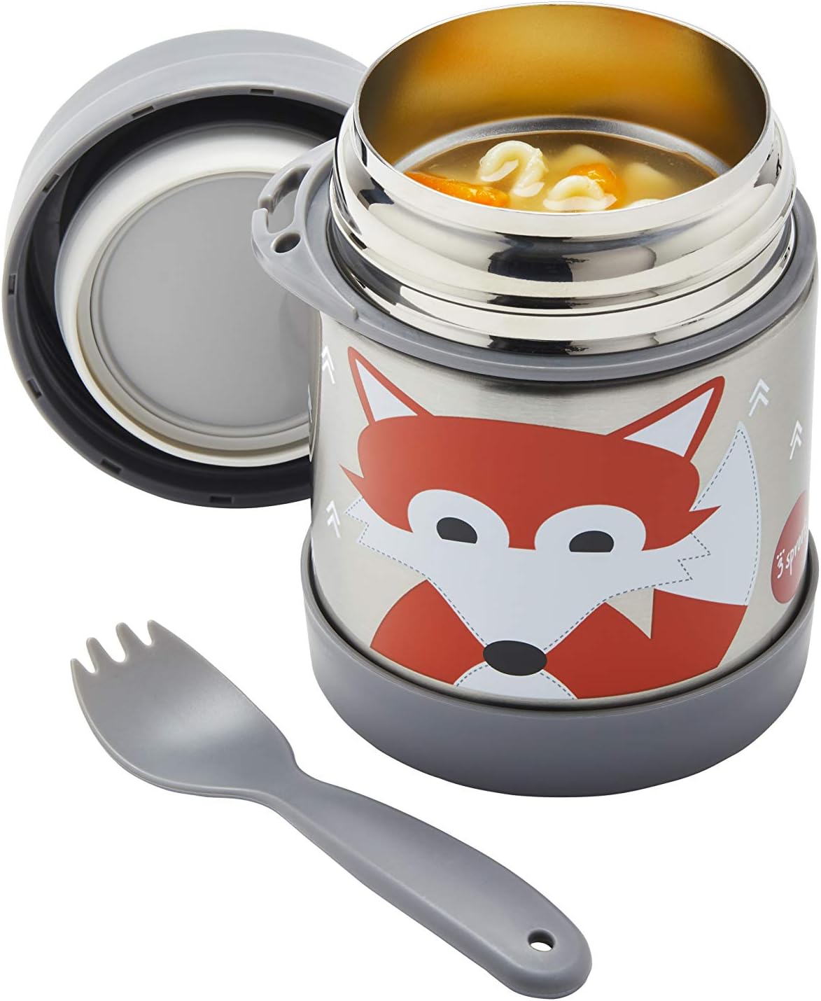 3 Sprouts Stainless Steel Food Flask and Spork for Kids - Fox - liquidation.store