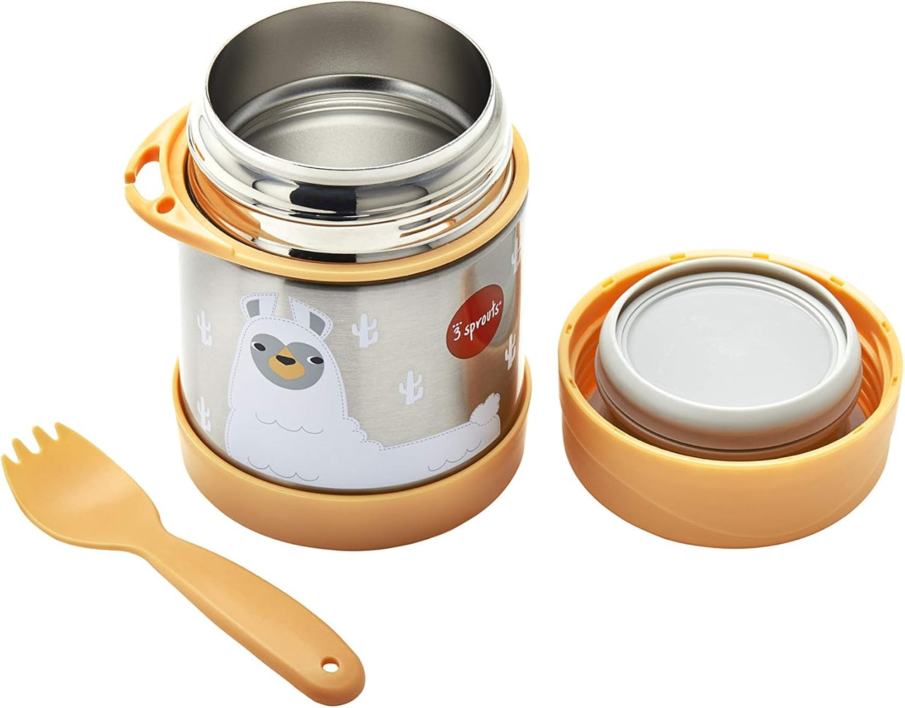 3 Sprouts Stainless Steel Food Flask and Spork for Kids - Llama - liquidation.store