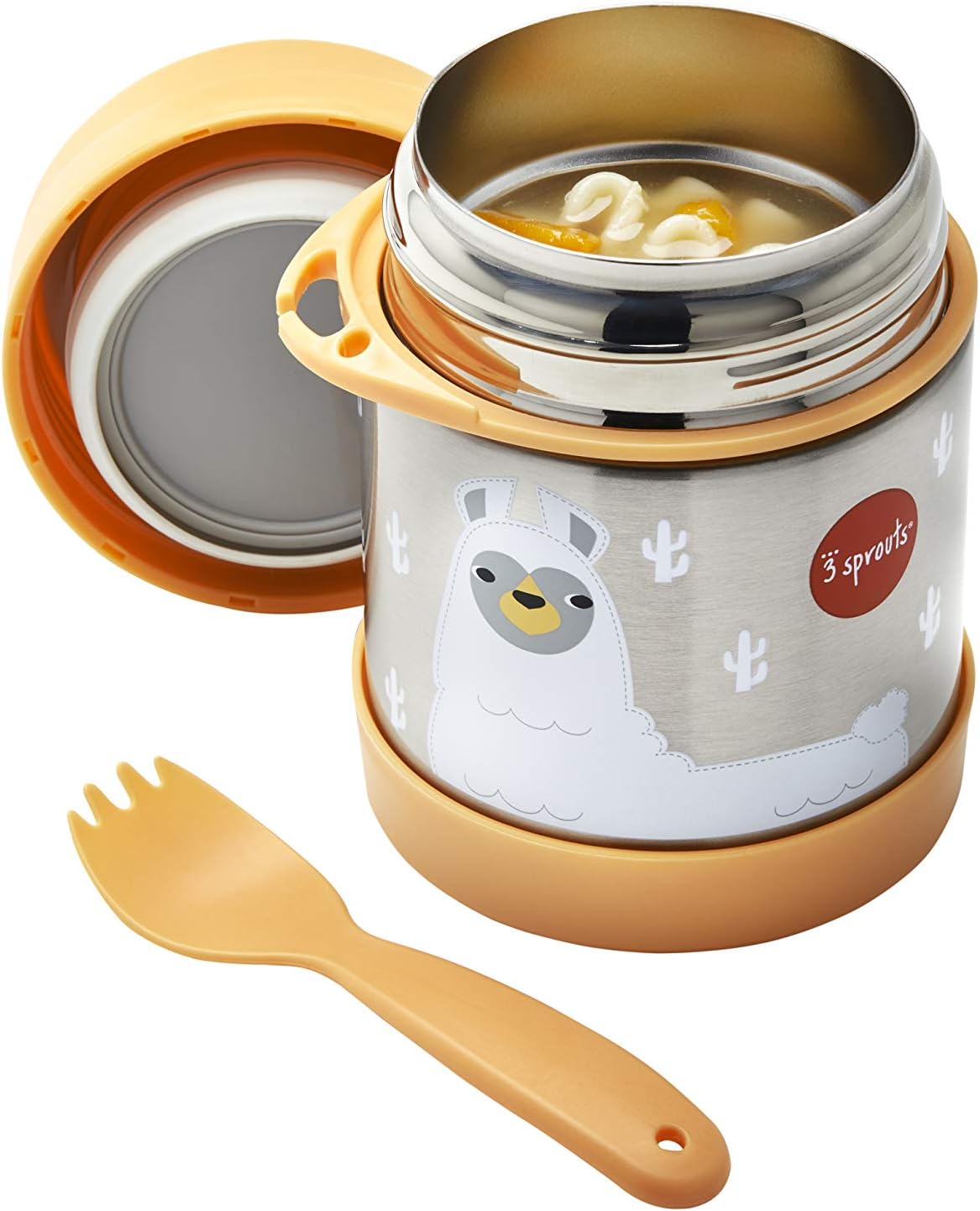 3 Sprouts Stainless Steel Food Flask and Spork for Kids - Llama - liquidation.store