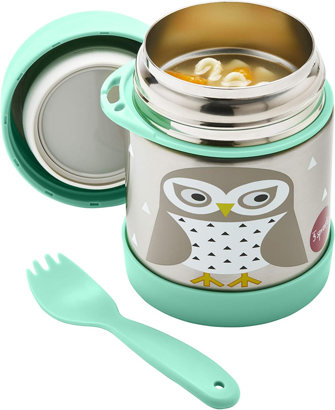 3 Sprouts Stainless Steel Food Flask and Spork for kids - Owl - liquidation.store