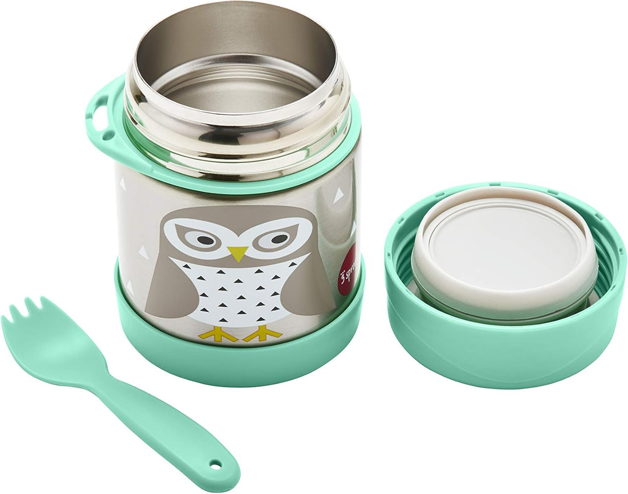 3 Sprouts Stainless Steel Food Flask and Spork for kids - Owl - liquidation.store