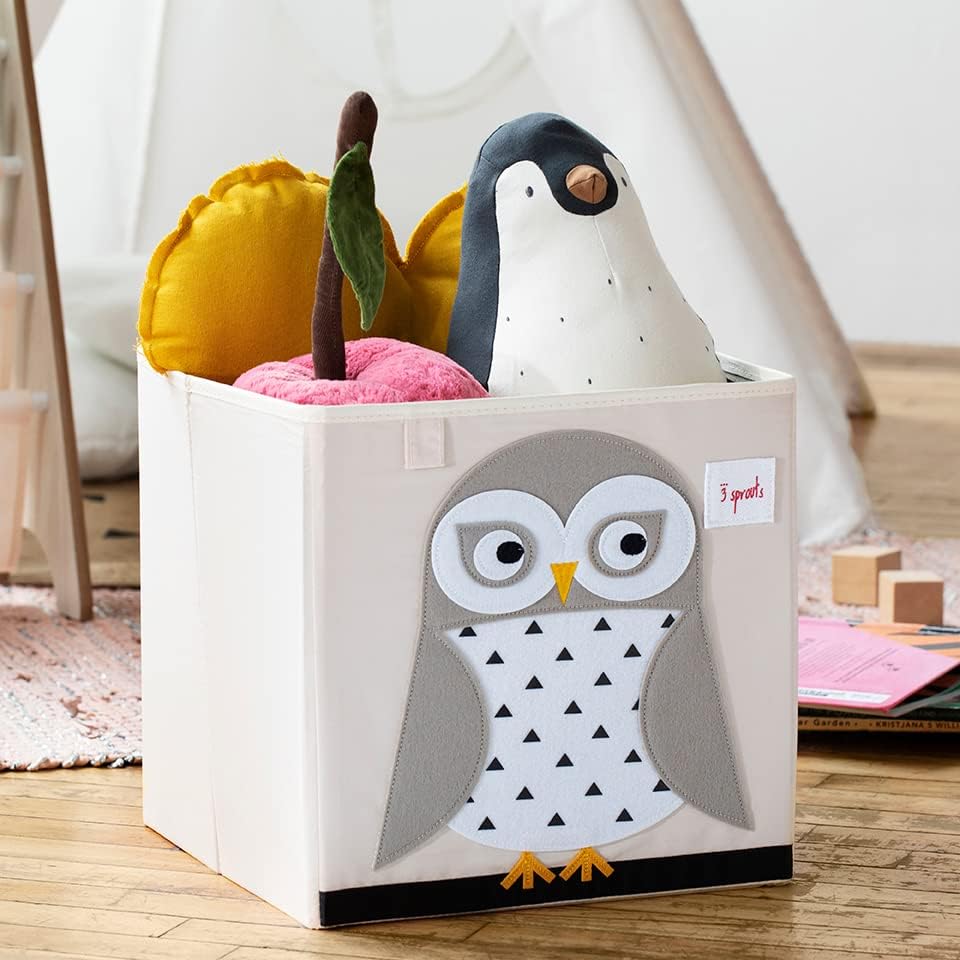 3 Sprouts Toy Storage Cube - Owl - liquidation.store