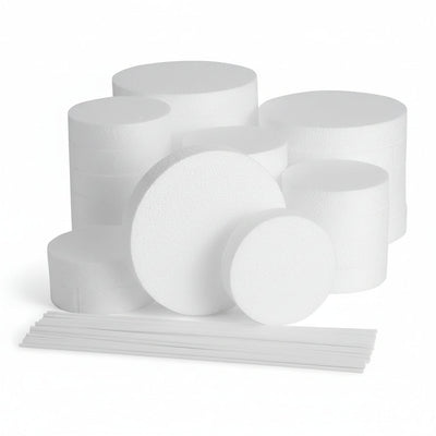 30 Craft Foam Circles with 30 Plastic Dowels (2 Sizes) - liquidation.store