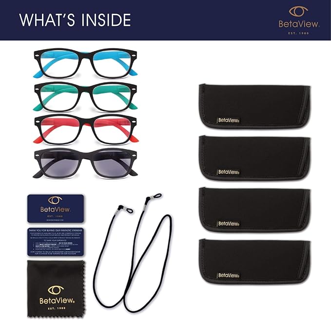 4 Pack Reading Glasses With UV Protection Unisex (+2.00) - liquidation.store