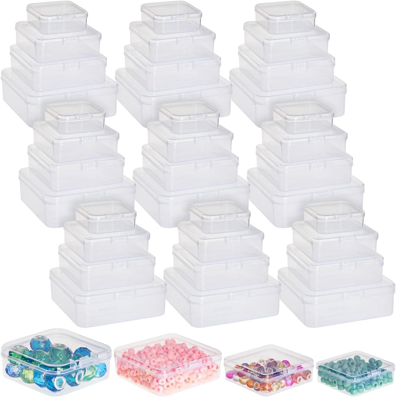 40 Piece Empty Square Mini Storage Containers with Lids (4 Sizes) - liquidation.store