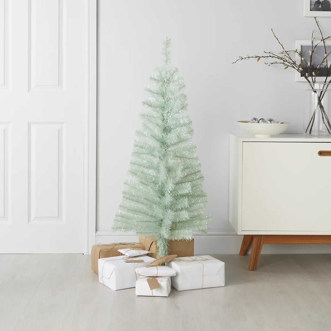 4ft Orelle Iridescent Green Light Wrapped Artificial Christmas Tree - liquidation.store