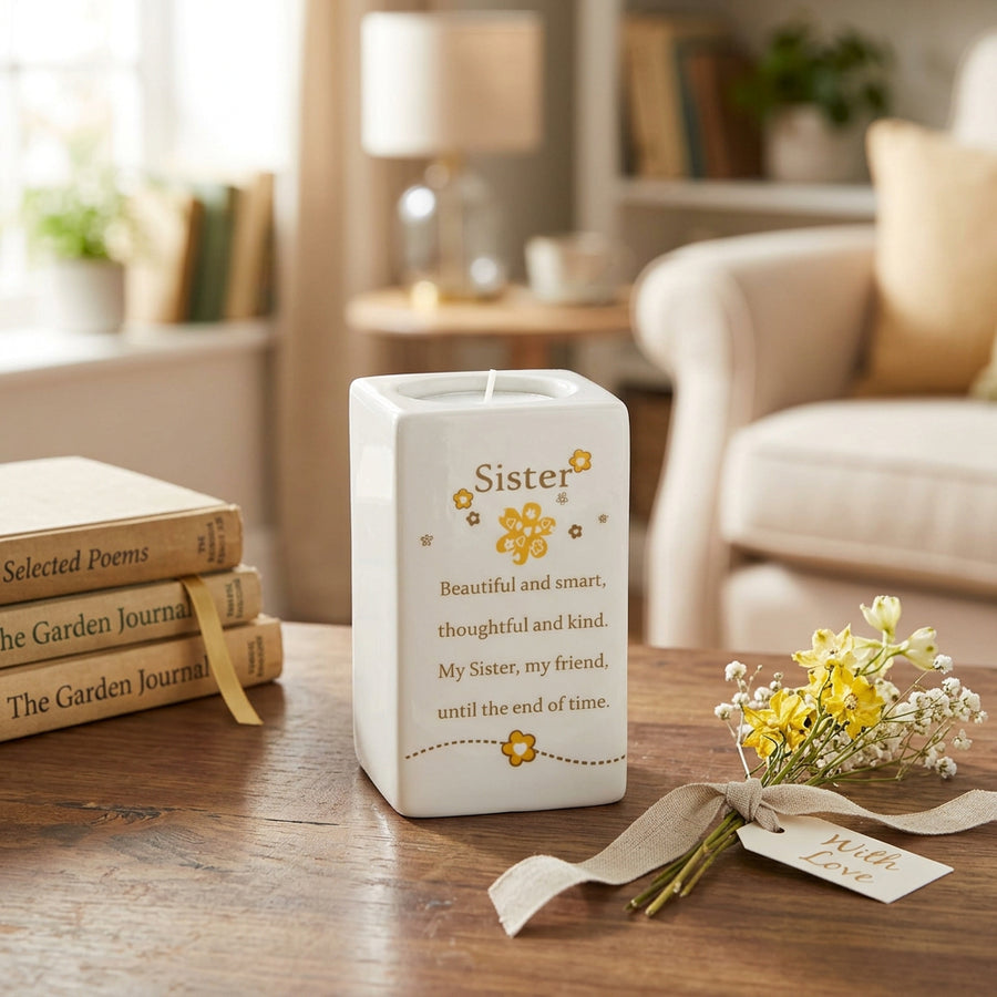 Said With Sentiment Ceramic Square Tealight Holder - Sister