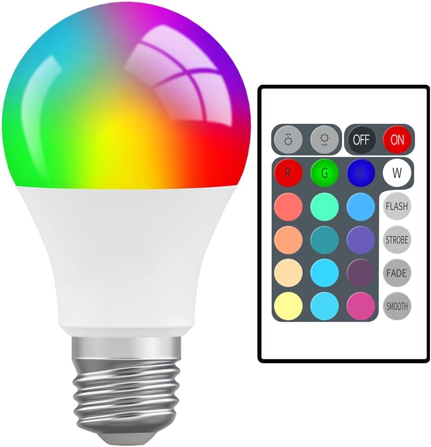 E27 LED Colour Changing Light Bulb with Remote Control