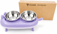 15° Elevated Cat Food Bowls For Cats & Small Dogs - Purple
