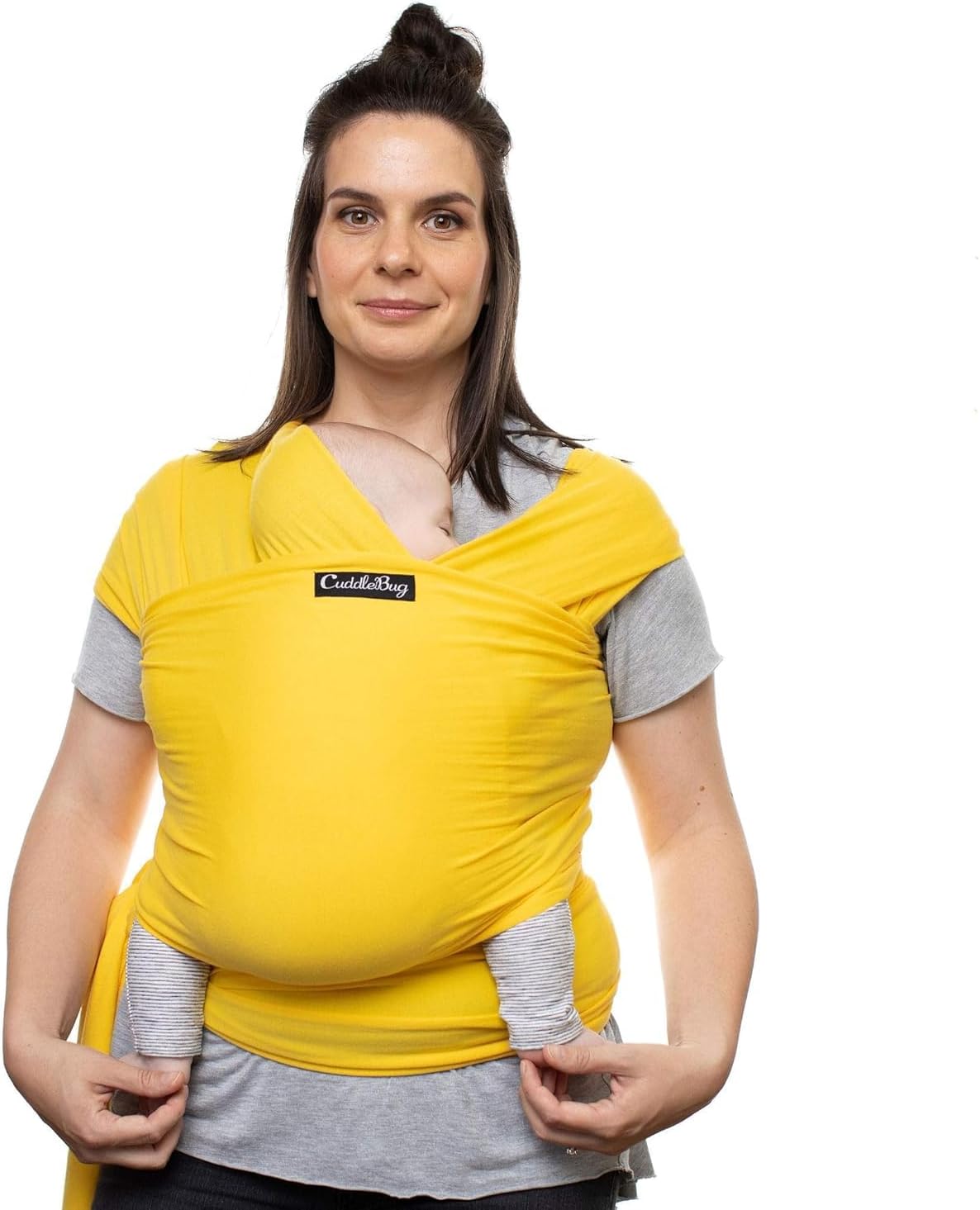 Cuddlebug Baby Wrap Carrier, Soft Stretchy Newborn Sling - 3-16 kg (Yellow)
