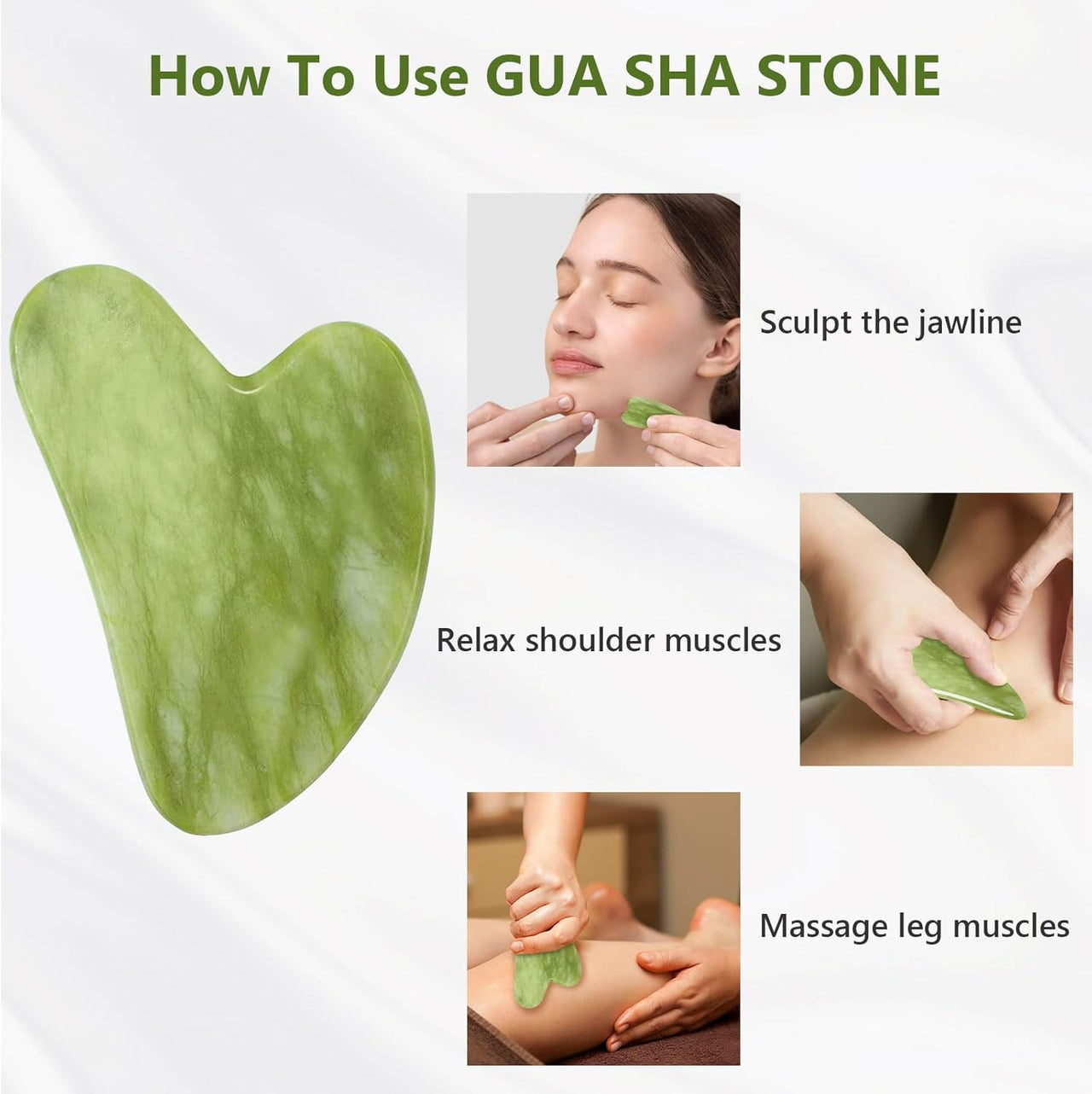 Jade Roller Gua Sha Set - 100% Jade