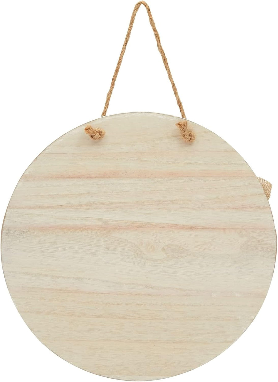 Round Wooden Hanging Welcome Sign for Front Door (12 x 12 Inch)