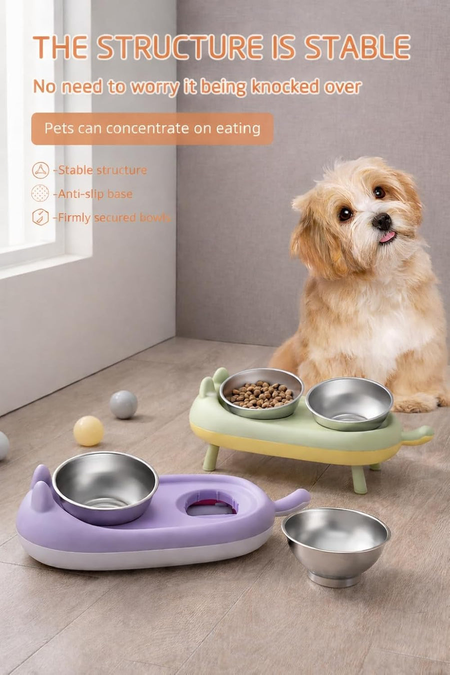 15° Elevated Cat Food Bowls For Cats & Small Dogs - Purple