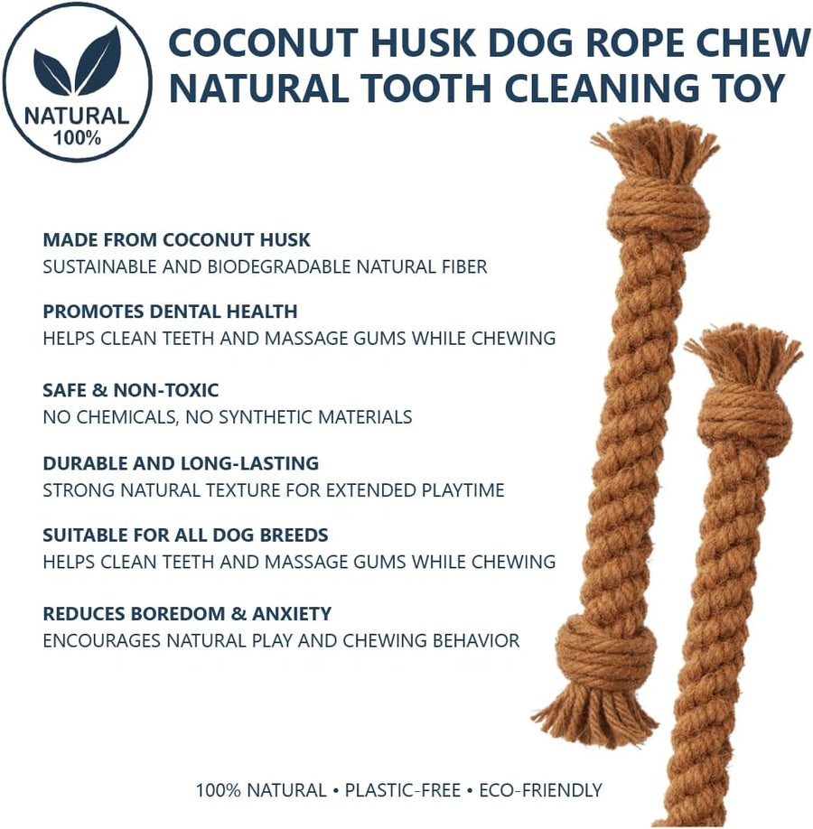 Coffee Wood Dog Chew Triple Pack with Coco Husk Rope Toy - Medium Dog