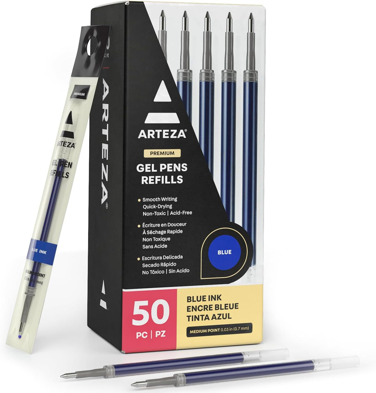 Arteza Blue Roller Ball Gel Ink Pen Refills - 50 Pack