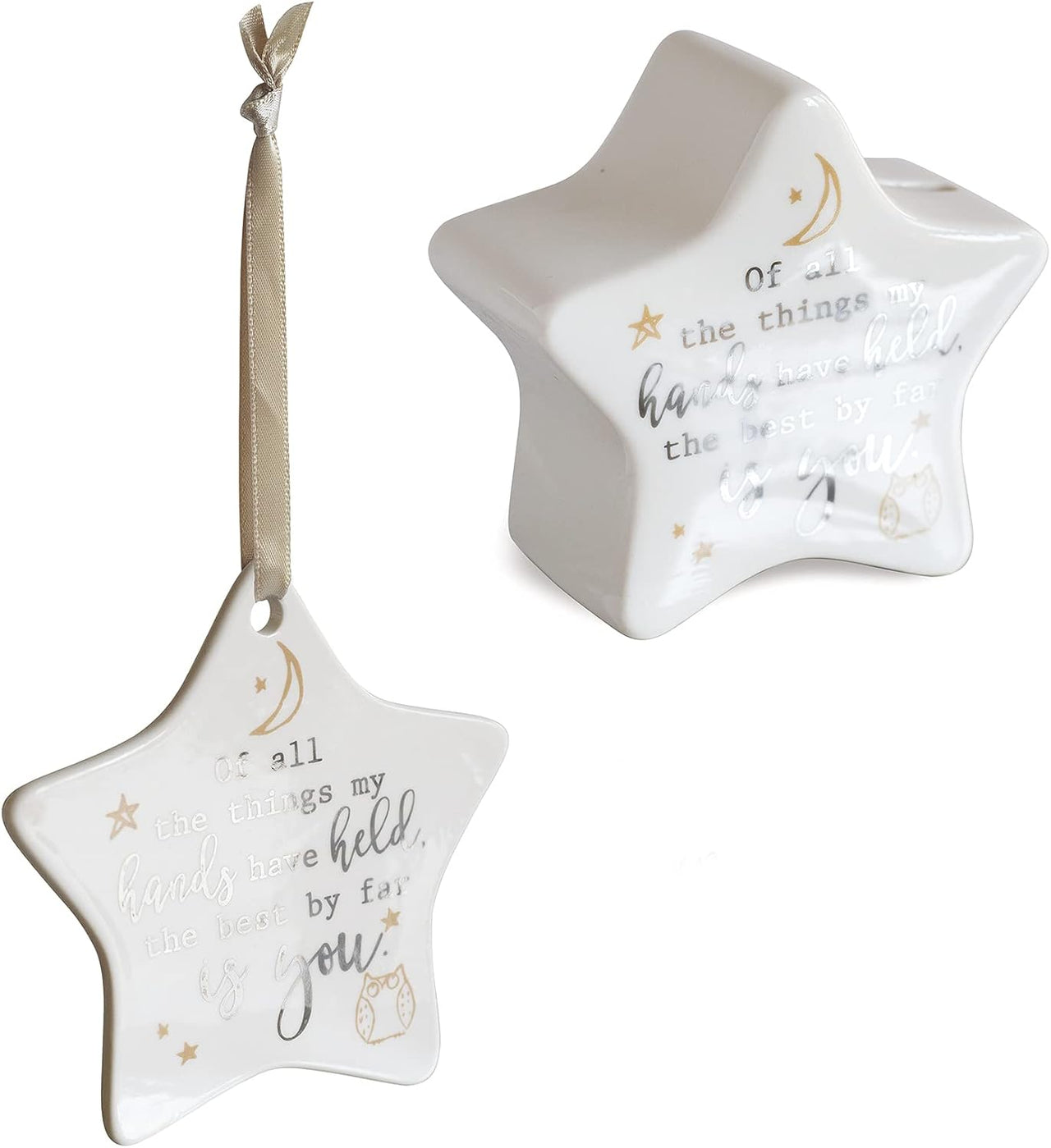 Arora Ceramic Star Money Box Gift Set - Off White
