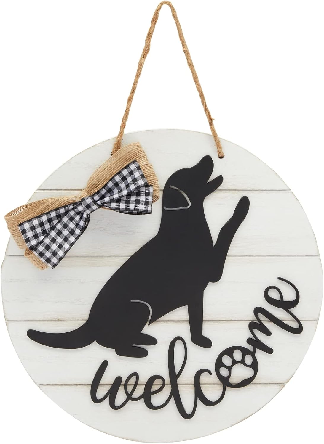 Round Wooden Hanging Welcome Sign for Front Door (12 x 12 Inch)