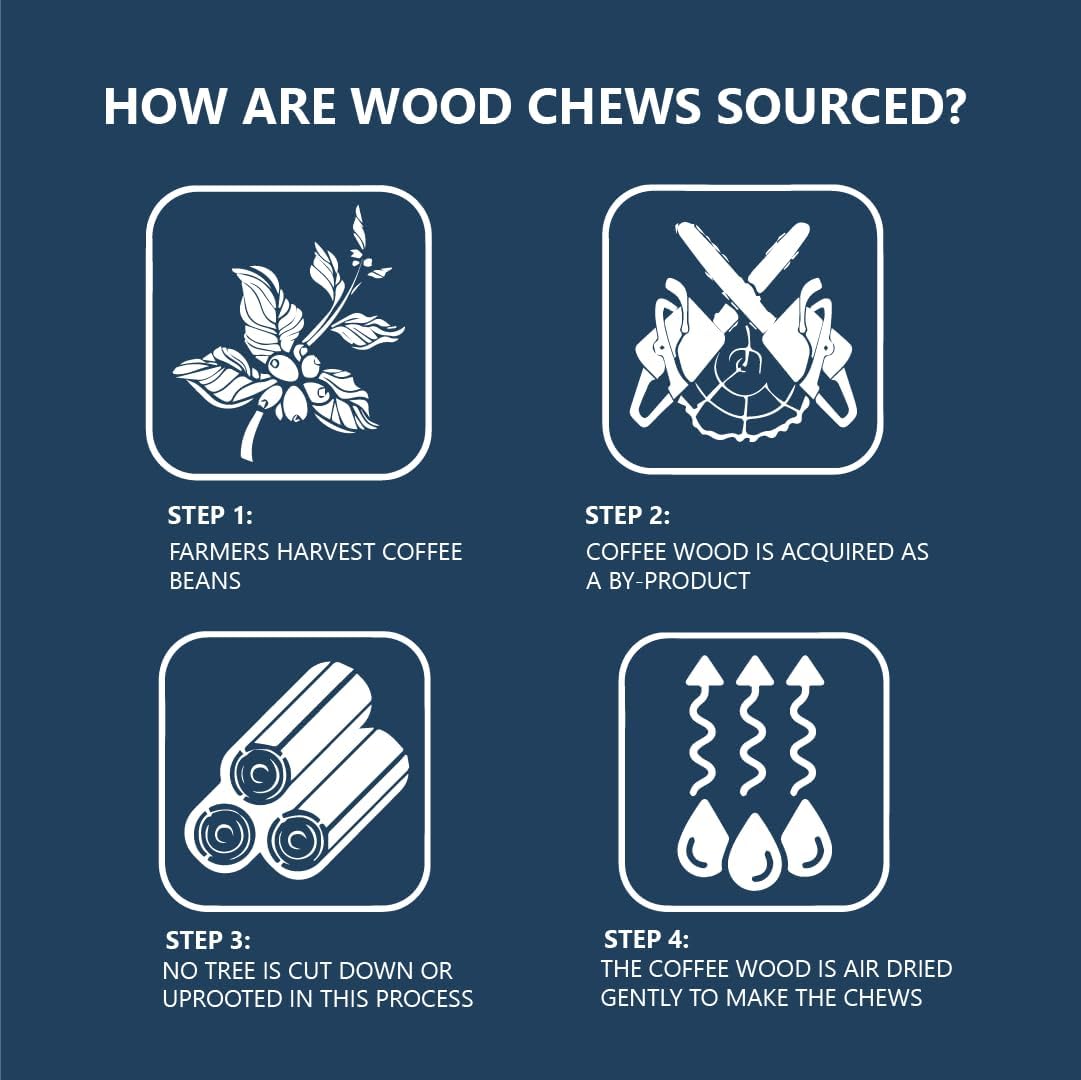 Coffee Wood Dog Chew Triple Pack with Coco Husk Rope Toy - Medium Dog