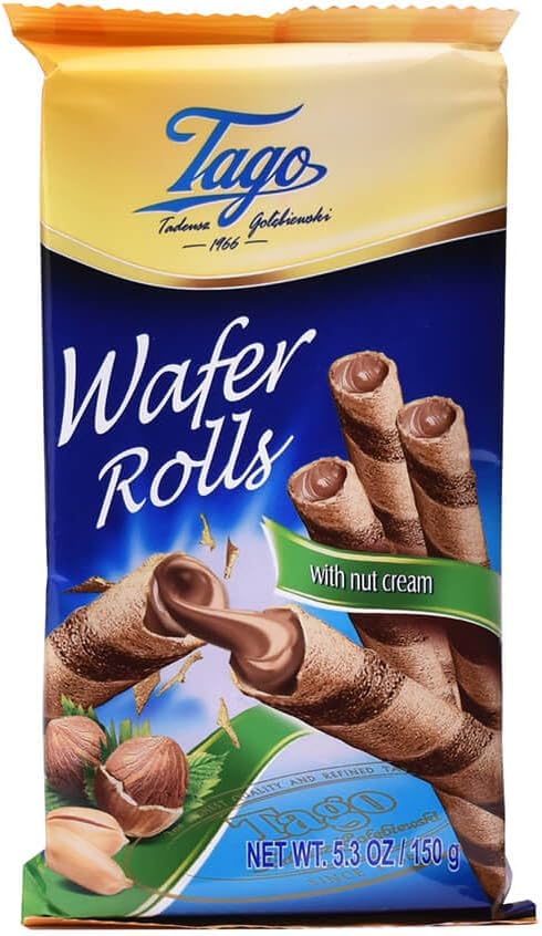 Tago Crispy Wafer Rolls With Nut Cream - 150g X 12