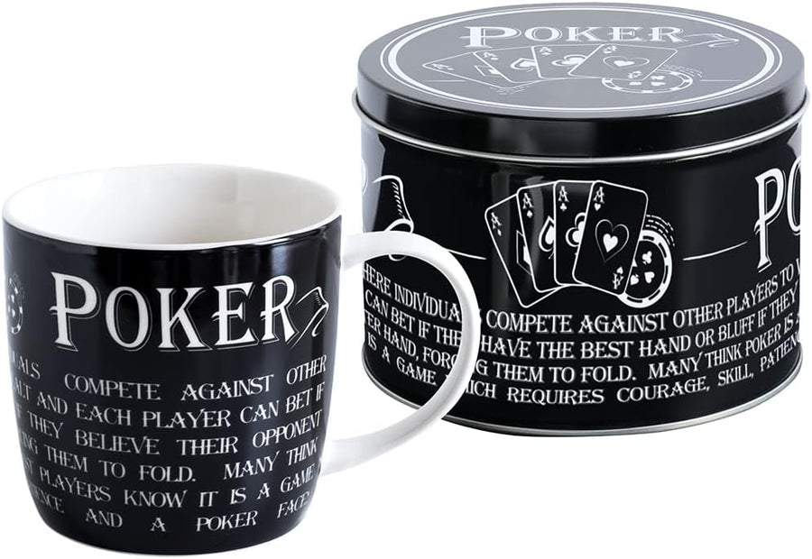 Poker Mug & Tin - Black (2 Piece Set)