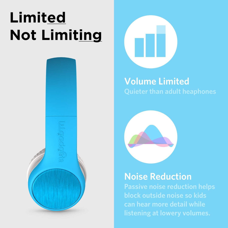 LilGadgets Connect+ Style Wired Headphones for Kids - Blue
